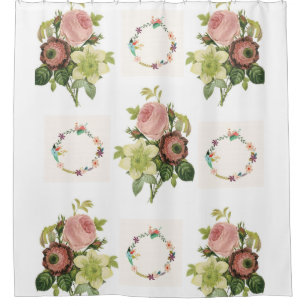 Pastel pink flowers shower curtain her