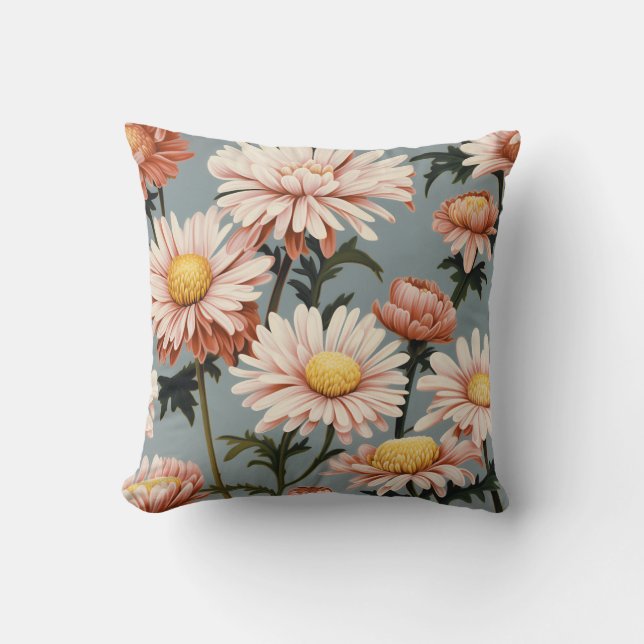 Pastel Pink Flowers Throw Pillow (Front)