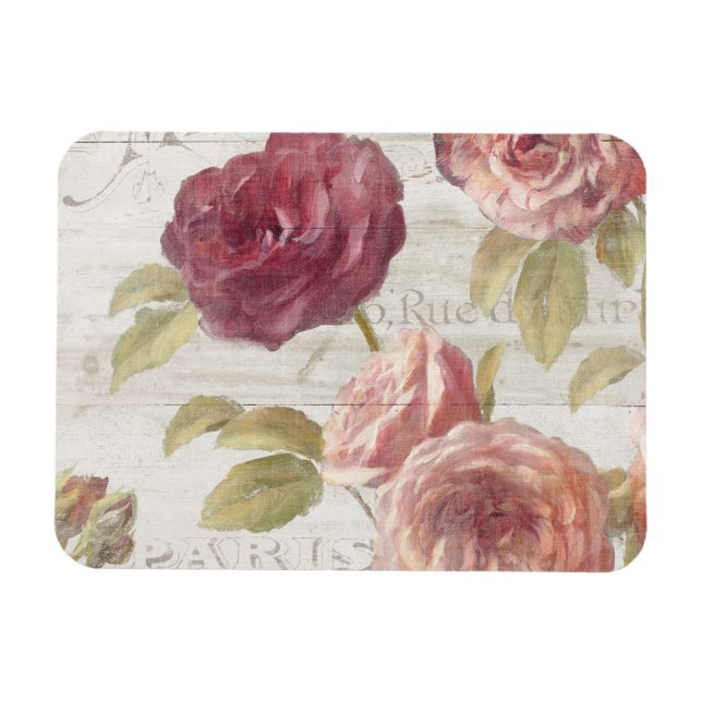 Pastel Pink French Roses Magnet (Horizontal)