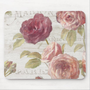 Pastel Pink French Roses Mouse Pad