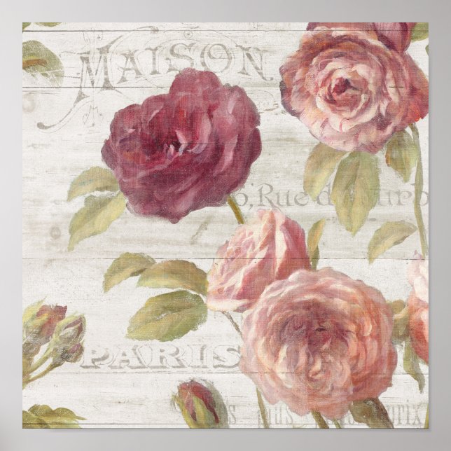 Pastel Pink French Roses Poster (Front)