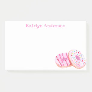 Pastel Pink Frosted Doughnuts Personalized Post-it Notes