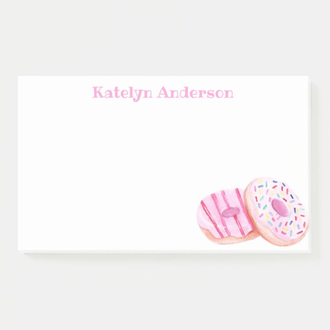 Pastel Pink Frosted Doughnuts Personalized Post-it Notes (Front)