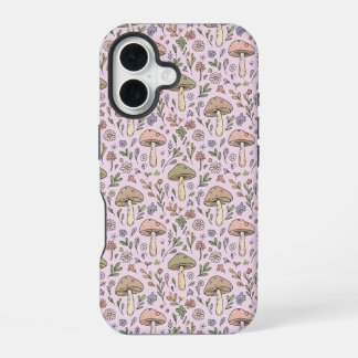 Pastel Pink Fungi Cottagecore Seamless Pattern iPhone 16 Case