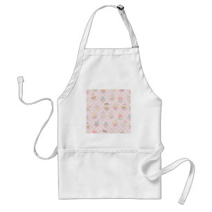 Pastel Pink Gingham Cute Cupcakes Pattern Standard Apron