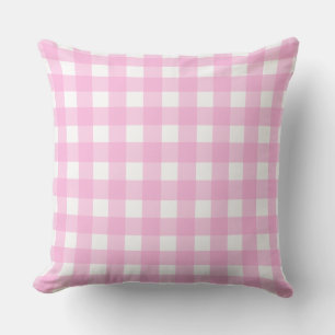 Pastel Pink Gingham Pattern Throw Pillow