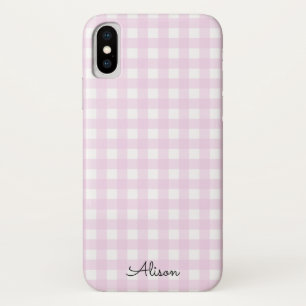 Pastel Pink Gingham Personalized Phone Case