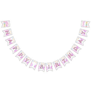Pastel Pink Girl Festive Birthday Party Bunting Flags