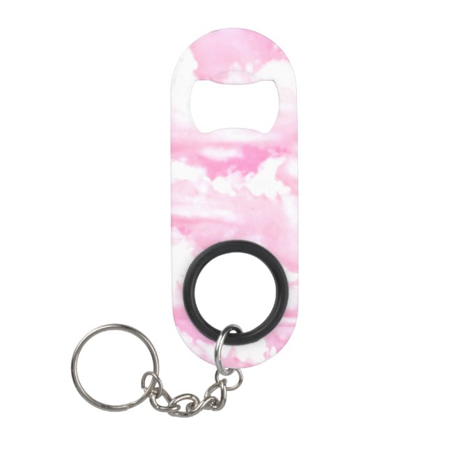 Pastel Pink Girly Clouds Decor Keychain Bottle Opener (Front)