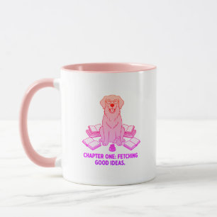 Pastel Pink Golden Retriever Writer Cute Drinkware Mug