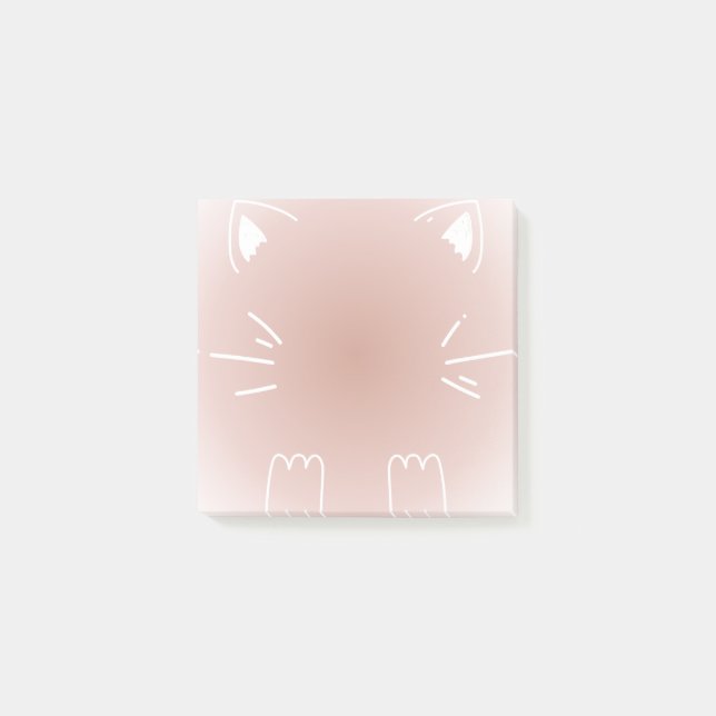 Pastel pink gradient cat design post-it notes (Front)