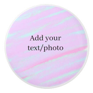 Pastel pink green add photo text watercolor retro  ceramic knob