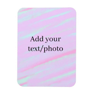 Pastel pink green add photo text watercolor retro magnet