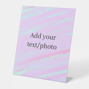 Pastel pink green add photo text watercolor retro pedestal sign