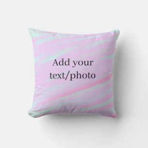 Pastel pink green add photo text watercolor retro throw pillow