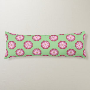 Pastel Pink Green Asian Medallion Floral Body Pillow