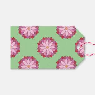 Pastel Pink Green Asian Medallion Floral  Gift Tags