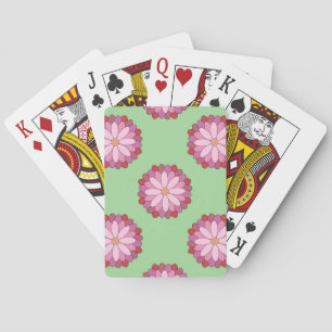 Pastel Pink Green Asian Medallion Floral  Playing Cards