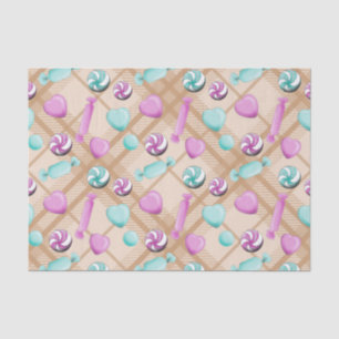 PASTEL PINK & GREEN CHRISTMAS CANDIES TISSUE PAPER