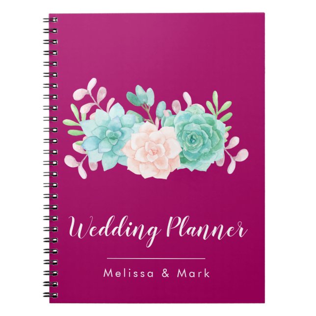 Pastel Pink & Green Floral Bouquet on Magenta Back Notebook (Front)