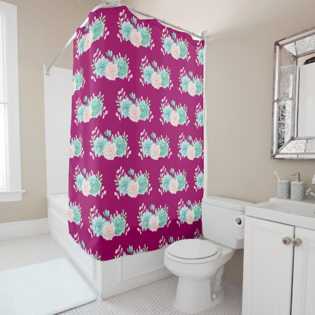 Pastel Pink & Green Floral Bouquet Pattern (In Situ)