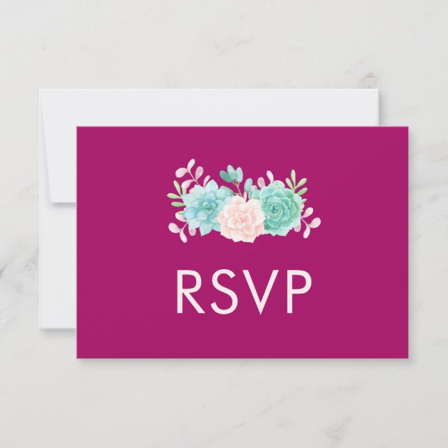 Pastel Pink & Green Floral Bouquet RSVP Card (Front)