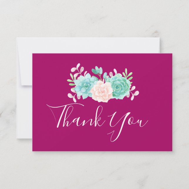 Pastel Pink & Green Floral Bouquet Thank You (Front)