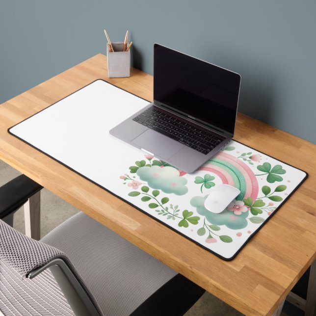 PASTEL PINK & GREEN IRISH RAINBOW & SHAMROCKS (Bureau 2)