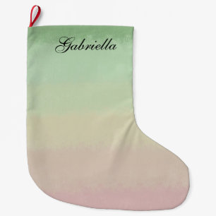 Pastel Pink Green Ombre Personalized Large Christmas Stocking
