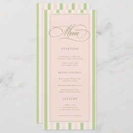 Pastel Pink & Green Stripes Retro Wedding Menu