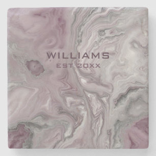 Pastel Pink Grey Marble Texture Personalized Stone Coaster