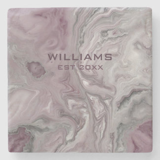 Pastel Pink Grey Marble Texture Personalized Stone Coaster