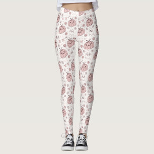 Pastel Pink Halloween Seamless Pattern (2) Leggings