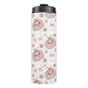 Pastel Pink Halloween Seamless Pattern (2) Thermal Tumbler