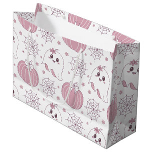 Pastel Pink Halloween Seamless Pattern (3) Large Gift Bag