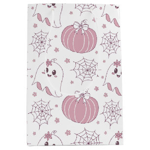 Pastel Pink Halloween Seamless Pattern (3) Medium Gift Bag