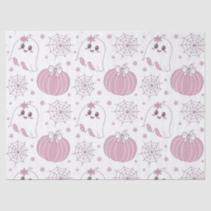 Pastel Pink Halloween Seamless Pattern (3) Tissue Paper