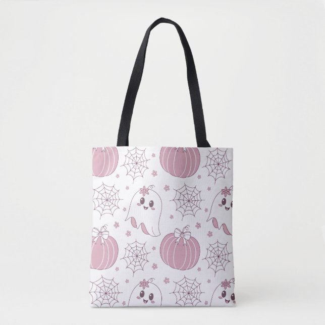 Pastel Pink Halloween Seamless Pattern (3) Tote Bag (Front)