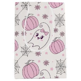 Pastel Pink Halloween Seamless Pattern (4) Medium Gift Bag