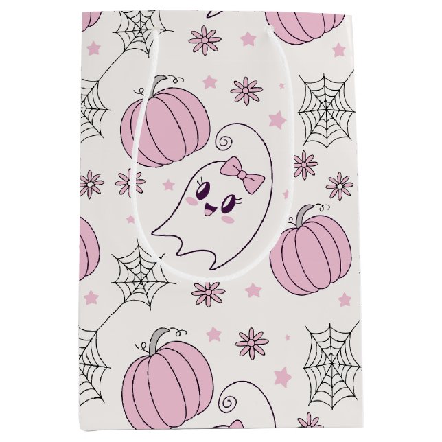 Pastel Pink Halloween Seamless Pattern (4) Medium Gift Bag (Front)