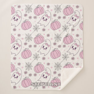 Pastel Pink Halloween Seamless Pattern (4) Sherpa Blanket
