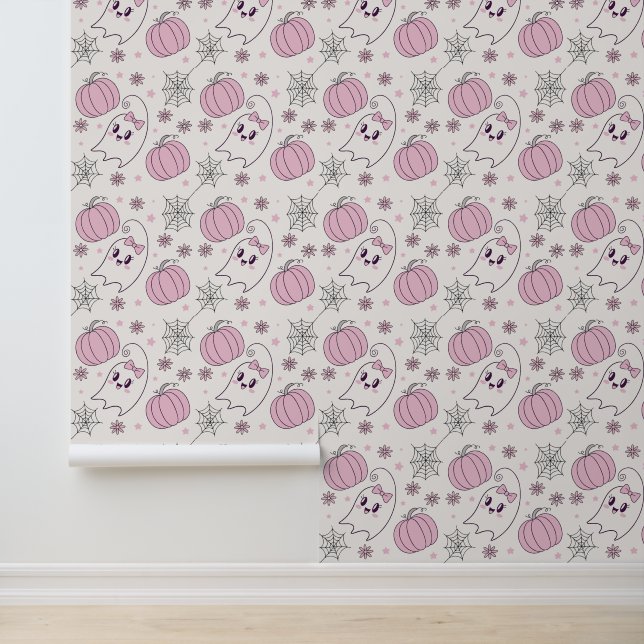 Pastel Pink Halloween Seamless Pattern (4) Wallpaper (Application)