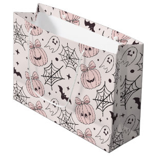 Pastel Pink Halloween Seamless Pattern (5) Large Gift Bag