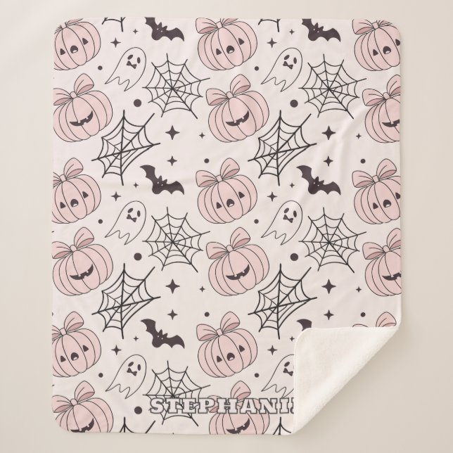Pastel Pink Halloween Seamless Pattern (5) Sherpa Blanket (Front)