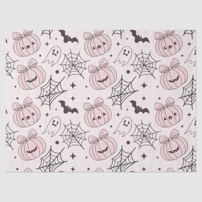 Pastel Pink Halloween Seamless Pattern (5) Tissue Paper (Front)