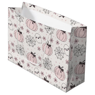 Pastel Pink Halloween Seamless Pattern Large Gift Bag