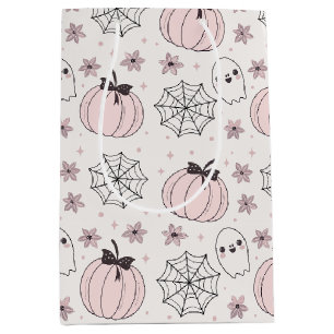 Pastel Pink Halloween Seamless Pattern Medium Gift Bag