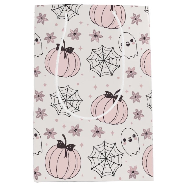 Pastel Pink Halloween Seamless Pattern Medium Gift Bag (Front)