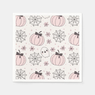Pastel Pink Halloween Seamless Pattern Napkin