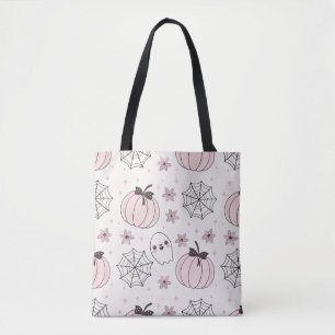 Pastel Pink Halloween Seamless Pattern Tote Bag